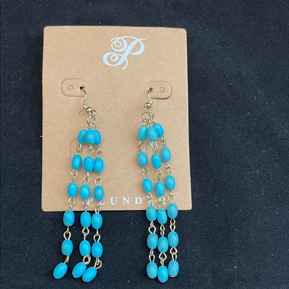 Plunder Design Fashion Jewelry Weslynn Turquoise Tassel Bead Drop Dangle Earring - Picture 4 of 6